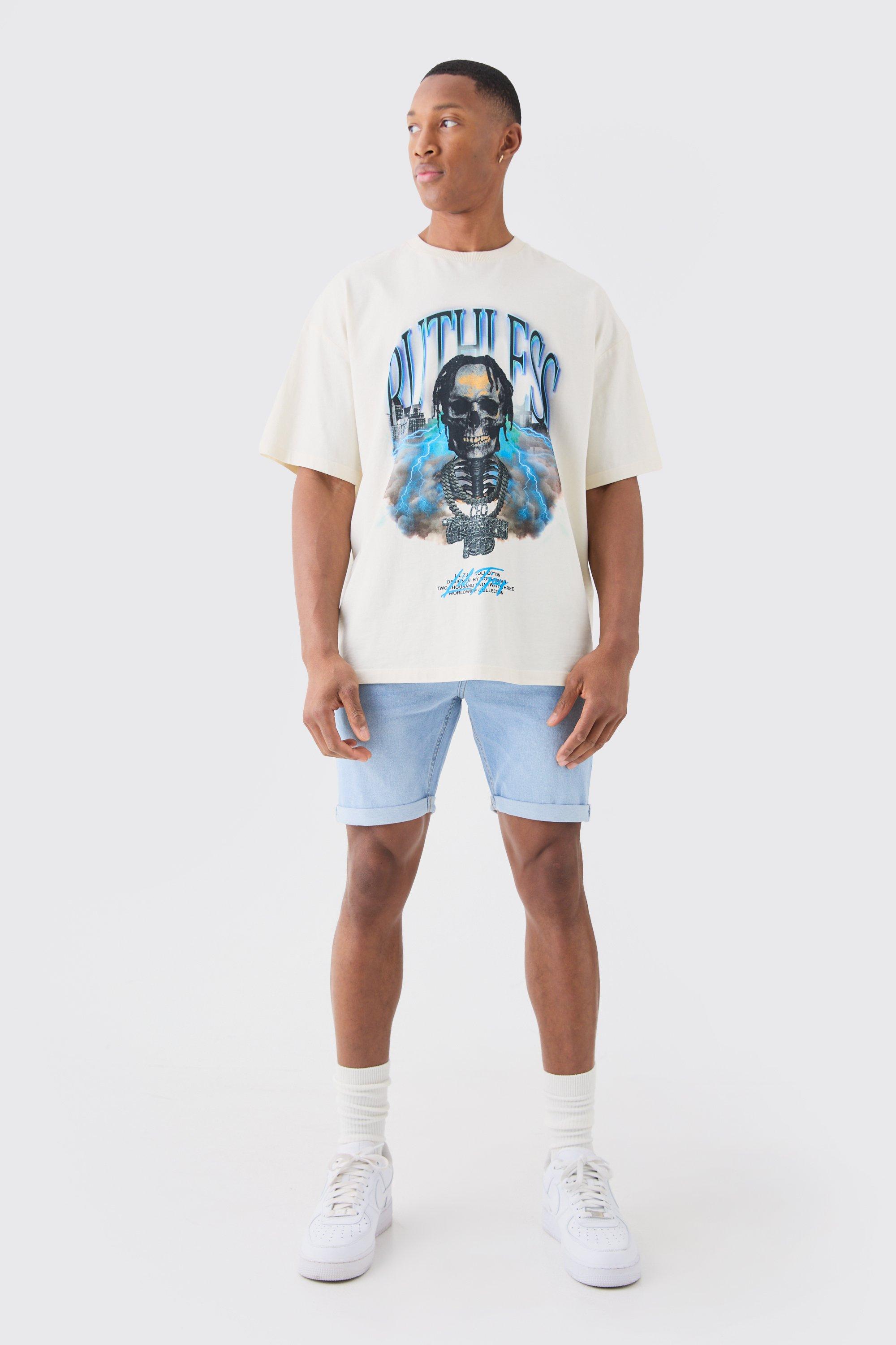 Denim shorts store and t shirt